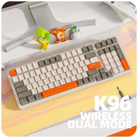 Клавиатура механическая беспроводная Wolf K96 Bluetooth+2.4G+Hot Swap русская/английская игровая для компьютера ноутбука планшета Keyboard wireless