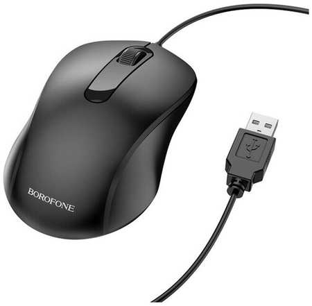 Мышь Borofone BG4, проводная, оптическая, 1000 dpi, 1.5 м, USB, чёрная (комплект из 3 шт) 19846417345764