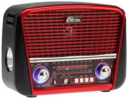 Радиоприемник Ritmix RPR-050 RED, функция MP3-плеера, фонарь, красный 19846420508010