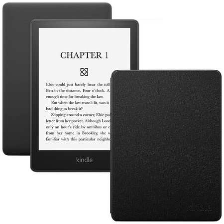 Электронная книга Amazon Kindle PaperWhite 2021 8Gb black Ad-Supported + фирменная обложка Кожа Black 19846422859774