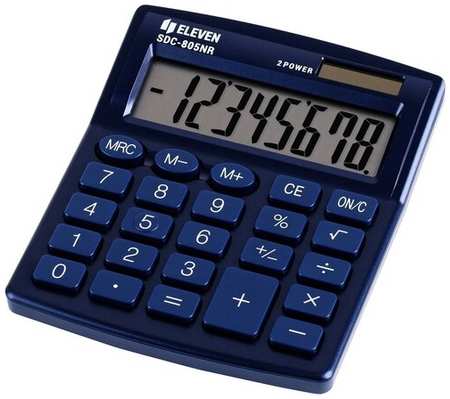Калькулятор Eleven настольный, 8 разрядов, двойное питание, 127х105х21 мм, синий (SDC-805NR-NV) 19846433059508