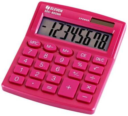 Калькулятор Eleven настольный, 8 разрядов, двойное питание, 127х105х21 мм, розовый (SDC-805NR-PK) 19846433059510