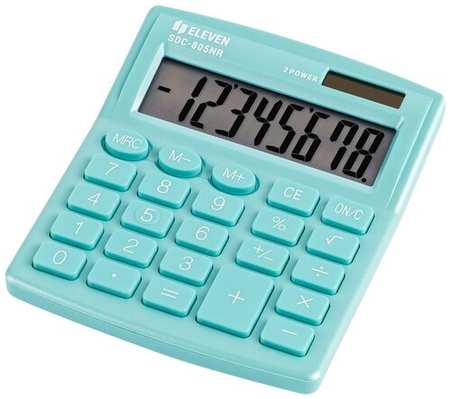 Калькулятор Eleven настольный, 8 разрядов, двойное питание, 127х105х21 мм, бирюзовый (SDC-805NR-GN) 19846433059512