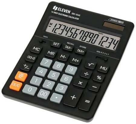 Калькулятор Eleven настольный, 14 разрядов, двойное питание, 155х205х36 мм, черный (SDC-554S) 19846433059515