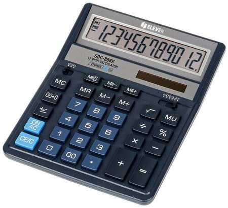 Калькулятор Eleven настольный, 12 разрядов, двойное питание, 158х203х31 мм, синий (SDC-888X-BL) 19846433059517