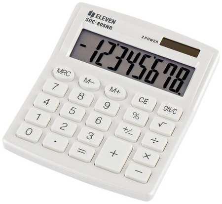 Калькулятор Eleven настольный, 8 разрядов, двойное питание, 127х105х21 мм, белый (SDC-805NR-WH) 19846433105973