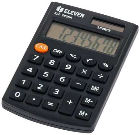 Калькулятор Eleven карманный, 8 разрядов, двойное питание, 62х98х10 мм, черный (SLD-200NR) 19846433105977