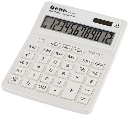 Калькулятор Eleven настольный, 12 разрядов, двойное питание, 155х204х33 мм, белый (SDC-444X-WH) 19846435260013
