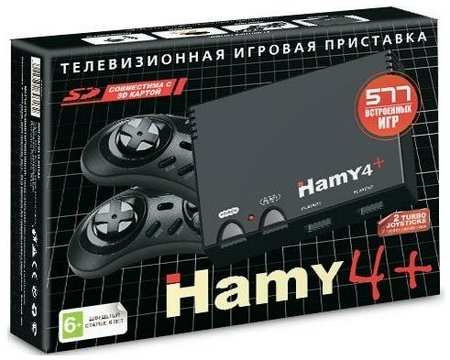 Игровая приставка 8 bit + 16 bit Hamy 4+ (577 в 1) + 577 встроенных игр + 2 геймпада (Черная) 19846435834193