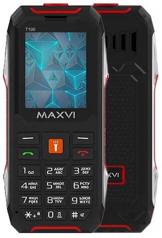 Телефон MAXVI T100, 2 SIM, черный/красный 19846438479308