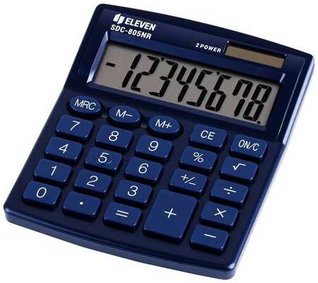 Калькулятор настольный Eleven SDC-805NR-NV, 8 разр, двойное питание, 127*105*21мм, синий 19846439893042
