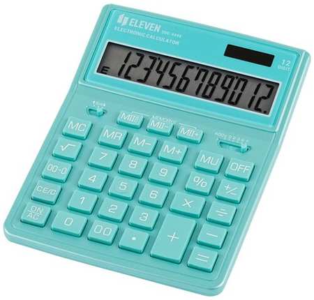 Калькулятор настольный Eleven SDC-444X-GN, 12 разрядов, двойное питание, 155*204*33мм, бирюзовый 19846439893046