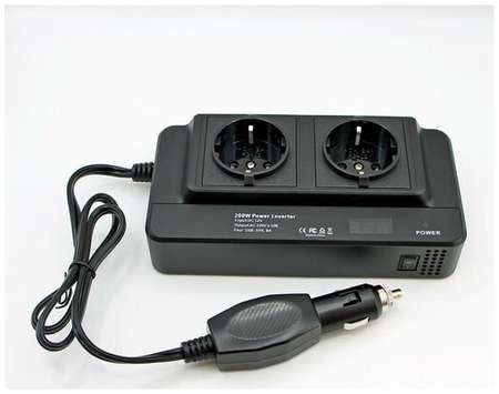 Arhis.pro Автомобильный инвертор 200 Вт - 2 розетки 220В + 4 USB, автоинвертор, преобразователь напряжения