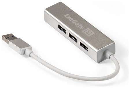 USB-Хаб (концентратор) 4-в-1 ExeGate DUB-4 (кабель-адаптер USB3.0 --> 4xUSB3.0, Plug&Play, серебристый) EX293981RUS 19846446622361