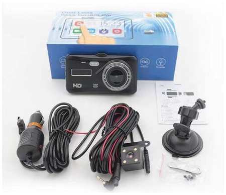 Black Box Видеорегистратор автомобильный / камера заднего вида / сенсорное управление / Dual Lens 1296P 19846453803842