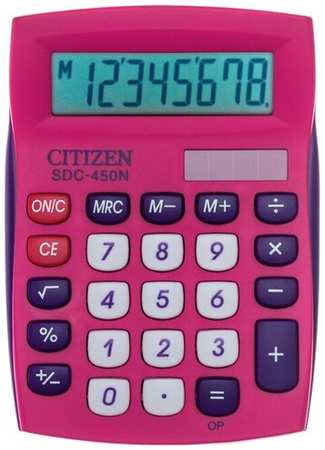 Калькулятор настольный Citizen SDC-450 (8-разрядный) розовый (SDC-450NPKCFS) 19846462494703