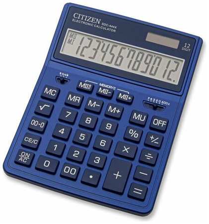 Калькулятор настольный Citizen SDC-444X (12-разрядный) двойное питание, синий (SDC444XRNVE) 19846462494705