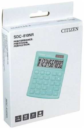 Калькулятор настольный Citizen SDC-810NR (10-разрядный) бирюзовый (SDC-810NRGNE) 19846462494709