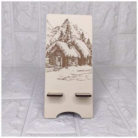 СувенирСоль Подставка деревянная под телефон ″Дом в горах″
