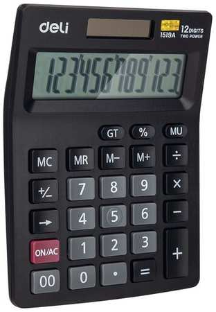 Калькулятор настольный Deli E1519A черный 12-разр 19846467886444