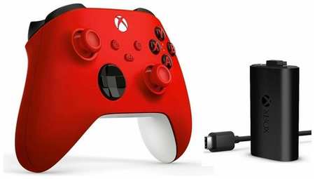Геймпад Microsoft беспроводной Series S / X / Xbox One S / X Pulse Red красный 4 ревизия + Оригинальный аккумулятор play and charge kit USB - Type C 19846471032839