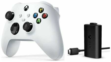 Геймпад Microsoft беспроводной Series S / X / Xbox One S / X Robot White белый 4 ревизия + Оригинальный аккумулятор play and charge kit USB - Type C 19846472124054