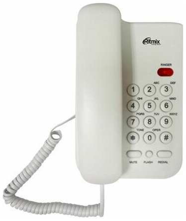 Телефон RITMIX RT-311 , световая индикация звонка, тональный/импульсный режим, повтор, 80002231