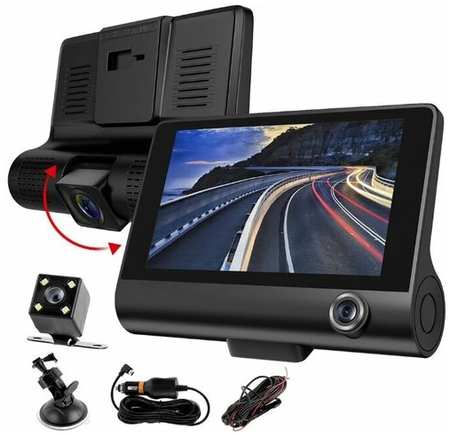 SGA Автомобильный видеорегистратор/Режим записи с 3-мя объективами/ Мониторинг в полном диапазоне /Режим парковки/G-сенсор/Бесшовная циклическая запись