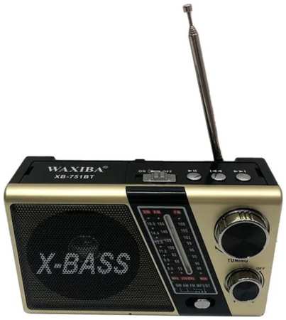 Радиоприемник Waxiba XB-751BT Wireless (USB/TF) фонарь, золото 19846477381705
