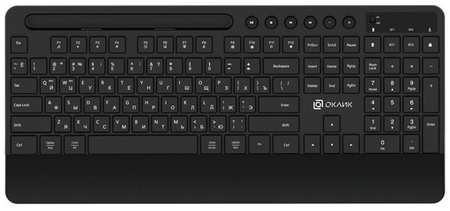 OKLICK Клавиатура Оклик 865S черный USB беспроводная BT/Radio slim Multimedia (подставка для запястий) (1809339) 19846478412775