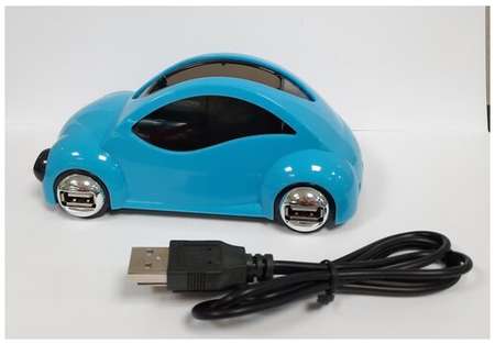 Разветвитель (HUB) USB*2.0 4 порта в виде машинки, голубой 19846482979950