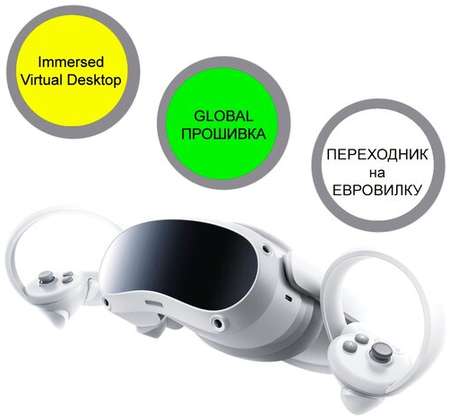 ODUVAN Автономный GLOBAL VR шлем виртуальной реальности PICO 4 128 GB + переходник на евро вилку + Virtual Desktop 19846487425963