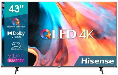 Телевизор ЖК 43' Hisense/ 43″, QLED, Ultra HD, Smart TV (ОС VIDAA U6), Wi-Fi, PCI 2100, DVB-T2/T/C/S2/S, 2х7W, CI+(1.4), 3хHDMI, 2хUSB, Works with Al