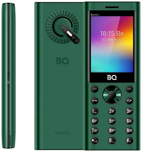 Телефон BQ 2458 Barrel L, 3 SIM, зеленый/черный 19846595373483