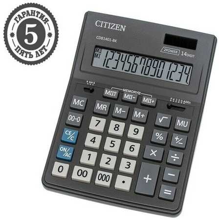 Калькулятор настольный 14-разрядный, Citizen / Eleven Business Line CDB1401BK, двойное питание, 155 х 205 х 35 мм, микс