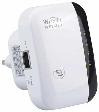 Wireless Wi-Fi усилитель зоны покрытия беспроводного интернет сигнала вдиапазоне 2,4 GHz с индикацией. Wi-Fi repeater, репитер, ретранслятор до 300 Мбит/сек, евровилка. Цвет: белый 19846612632650