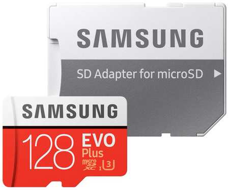 Карта памяти Samsung microSDHC 32 ГБ Class 10, UHS-I U1, R/W 80/20 МБ/с, адаптер на SD, 1 шт., красный