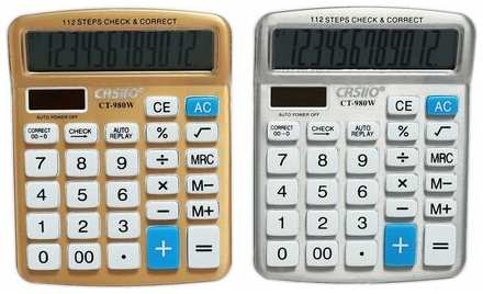 Калькулятор настольный 12-разрядный CT-980W, микс 19846632680193