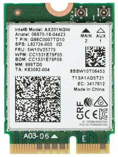 Wi-Fi-адаптер Intel Intel® серии 6 AX201 (AX201. NGW) 2230, 2x2 AX+BT, No vPro®,999TD0 (M.2: CNVio2)