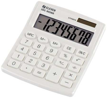 Калькулятор настольный Eleven SDC-805NR-WH, 8 разр, двойное питание, 127*105*21мм, белый 19846651793494