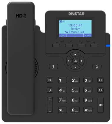 IP-телефон Dinstar C60U, 2 SIP аккаунта, монохромный дисплей 2,3 дюйма с подсветкой, конференция на 5 абонентов, поддержка EHS 19846659643477