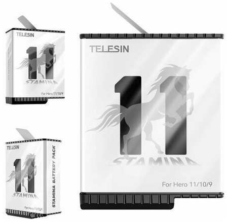 Telesin Аккумулятор Stamina для GoPro 11/ 10/ 9 долгая работа и быстрая зарядка Li-Pol