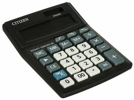 Калькулятор настольный 10-разрядный, двойное питание, 103 х 138 х 24 мм, чёрный 19846670196527