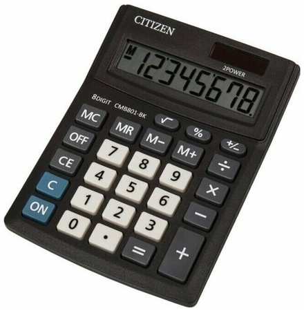Калькулятор настольный 8-разрядный, двойное питание, 103 х 138 х 24 мм, чёрный 19846672006057