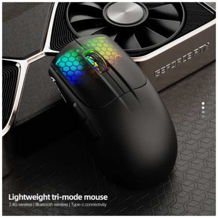 Беспроводная мышь Attack Shark X5 Bluetooth+2.4G+проводная с RGB подсветкой компьютерная мышка для компьютера белая ультралегкая mouse Wireless mice 19846683749503