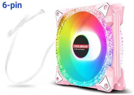 Вентилятор для корпуса Coolmoon Magic Diamond 12см/6 пин Pink 19846712973266
