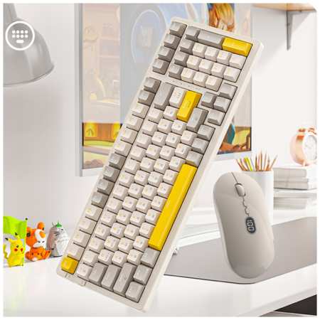 Verzu Electro Комплект мышь клавиатура беспроводная механическая русская Wolf К96+Hot-Swap мышка Х1 с набор для компьютера ноутбука mouse keyboard 19846722527460