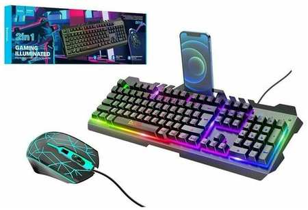 Комплект игровой HOCO DL16 проводной клавиатура+мышь с подсветкой RGB (черный) русская раскладка 19846724653333