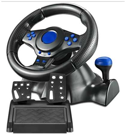 Игровой руль GT-V 7 для компьютера , ПК, Xbox 360, Xbox One, PS4, PS3, Android / Гоночный симулятор вождения с педалями и рулём 19846728430391