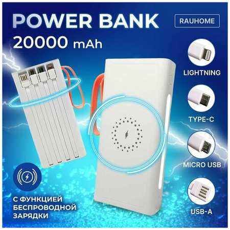 Повербанк RAUHOME 20000, Power Bank, Внешний аккумулятор